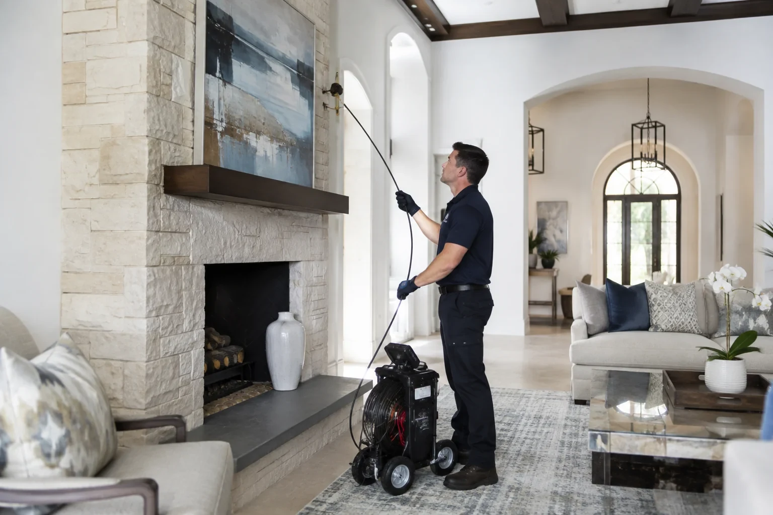 Illustrative chimney & fireplace scene